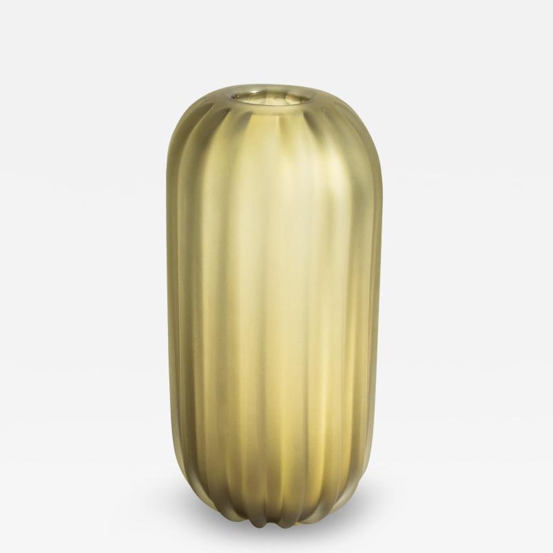 Hand Blown Murano Vase Cactus in Olive Medium