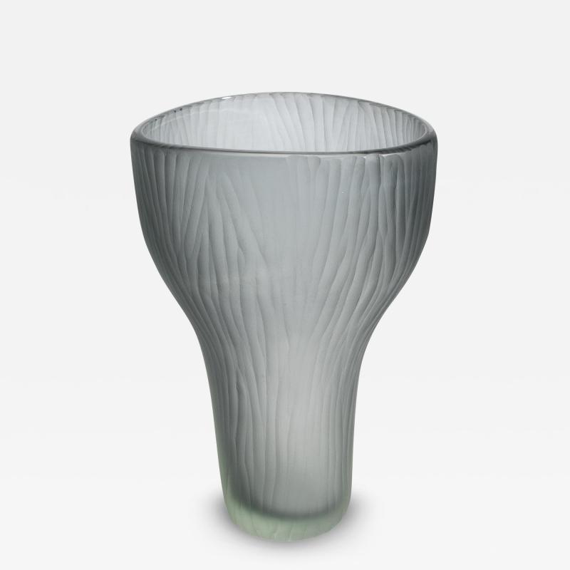 Hand Blown Murano Vase Ghost in Grey Medium