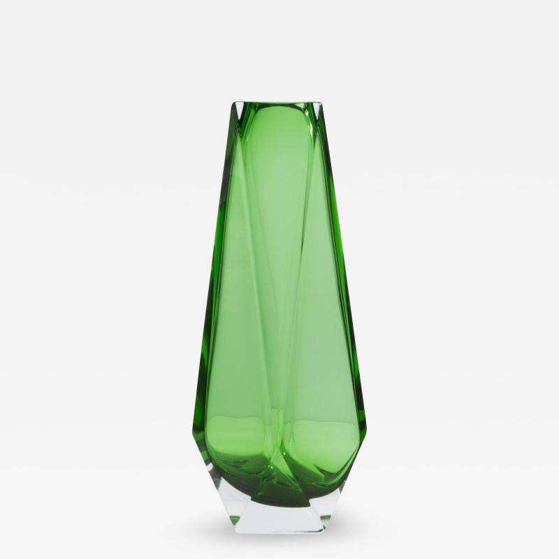 Hand Blown Murano Vase Goccia in Green Tall