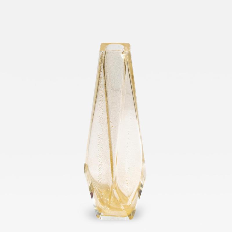 Hand Blown Murano Vase Goccia in Grey with 24 Karat Gold Flecks Small