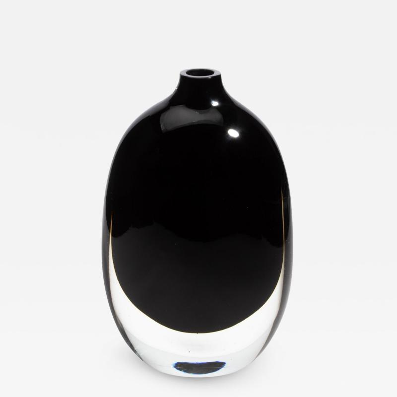 Hand Blown Murano Vase Sommerso in Black Onyx