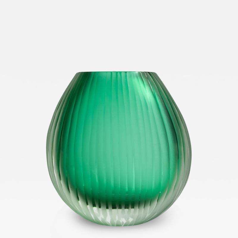 Hand Blown Murano Vase Suprime in Emerald Green Medium