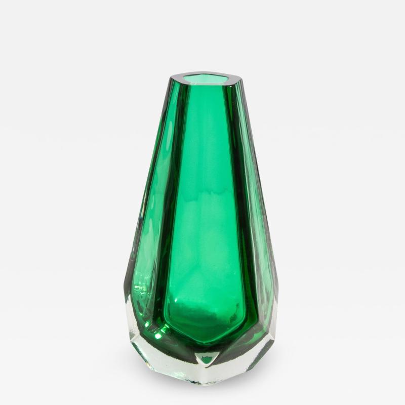 Hand Blown Murano Vase in Emerald Green