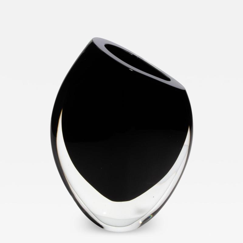 Hand Blown Murano Vase in Onyx Black Small