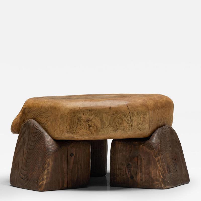 Hand Carved Brutalist Coffee Table France 2025