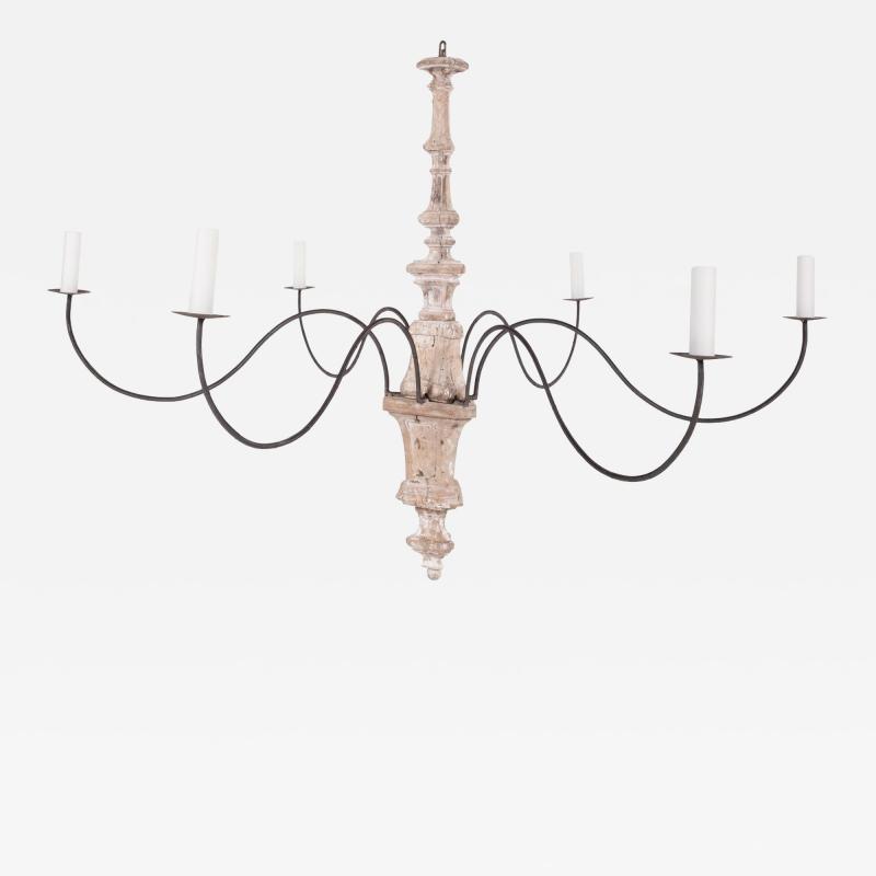 Hand Carved Six Arm Chandelier