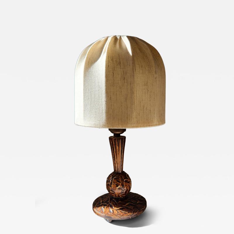 Hand Carved Swedish Table Lamp 1930s