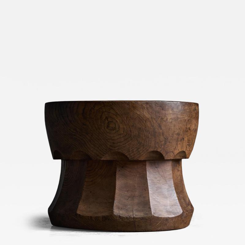 Hand Carved Usu Wooden Mortar Japan Early 20th Century