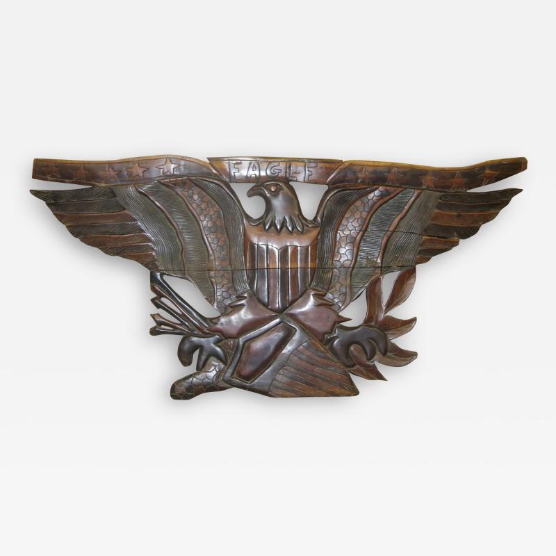 Hand Carved Wooden Eagle Wall Sculpture