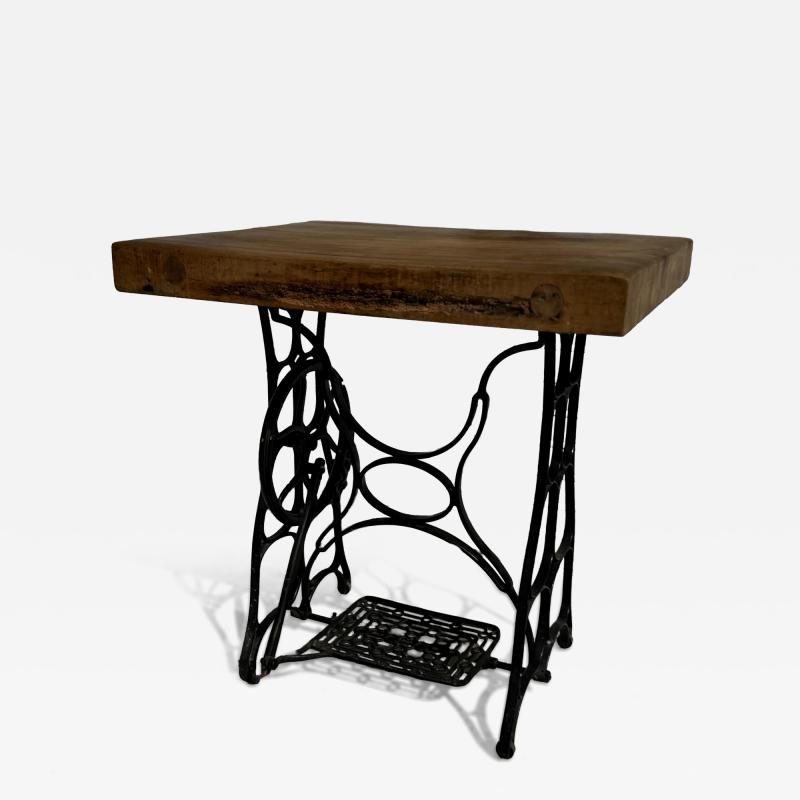Hand Crafted Wrought Iron Sewing Base Butcher Block