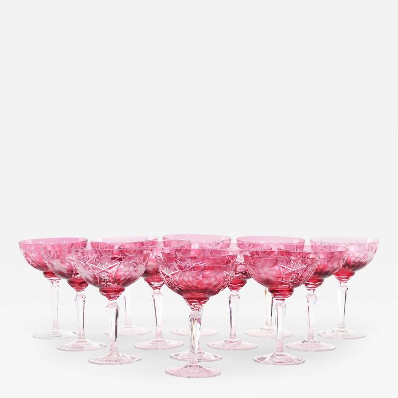 Hand Etched Crystal Barware Tableware Champagne Coupe Service 12 People