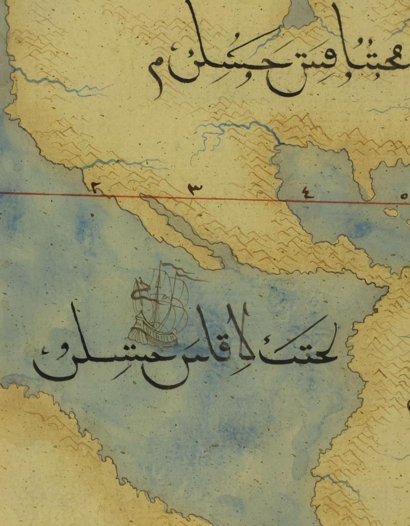 Hand-Painted Early 19th Century Ottoman Map of the World