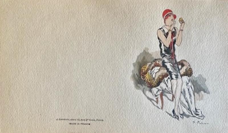 Hand Painted Pochoir Greeting Cards Paris 1925