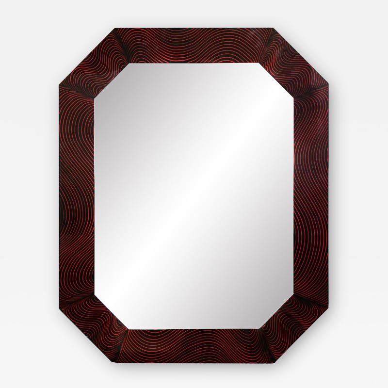 Hand made Graphic Lacquered Mirror by F DiGennaro