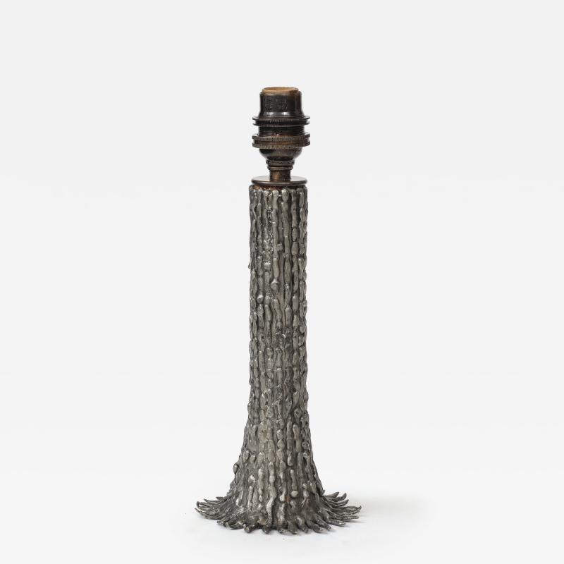Hand made Lost Wax Pewter Tree Lamp France c 1970 stamped signed