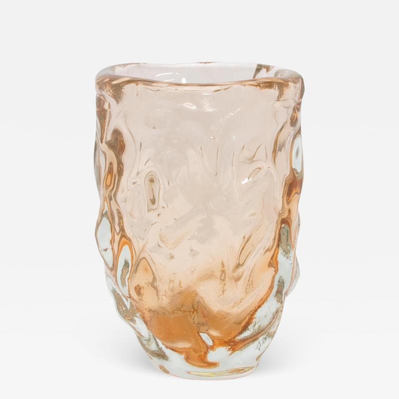 Handblown Murano Sculptural Vase in Rose Gold