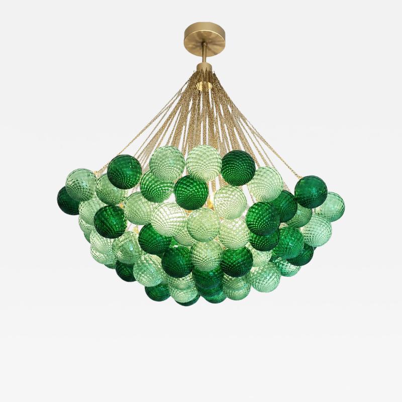 Handcrafted Balloton Murano Glass Sphere Lighting Fixture in Green Color