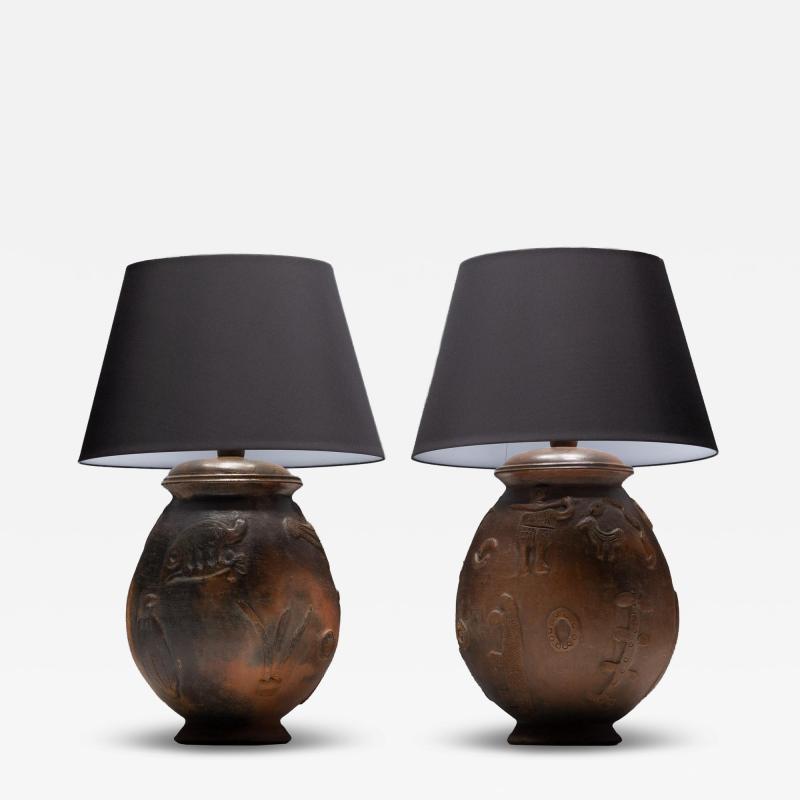Handcrafted Ceramic Table Lamps France 20th Century