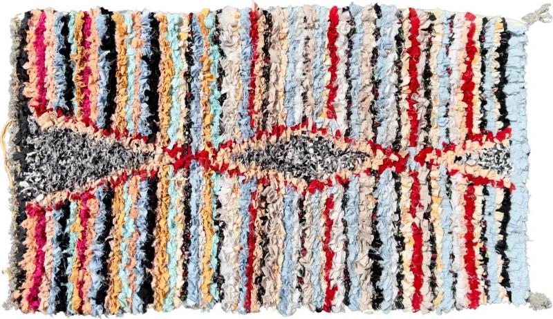 Handcrafted Moroccan Boucherouite Multicolor Rug