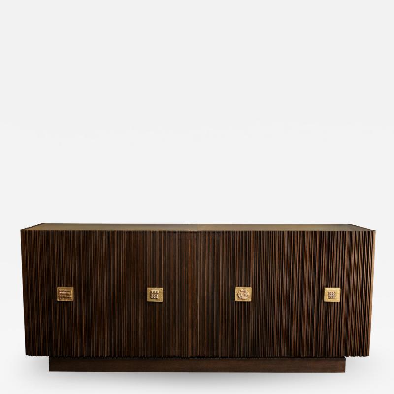 Handcrafted Sideboard in Oak Bronze Glass Italy 2020