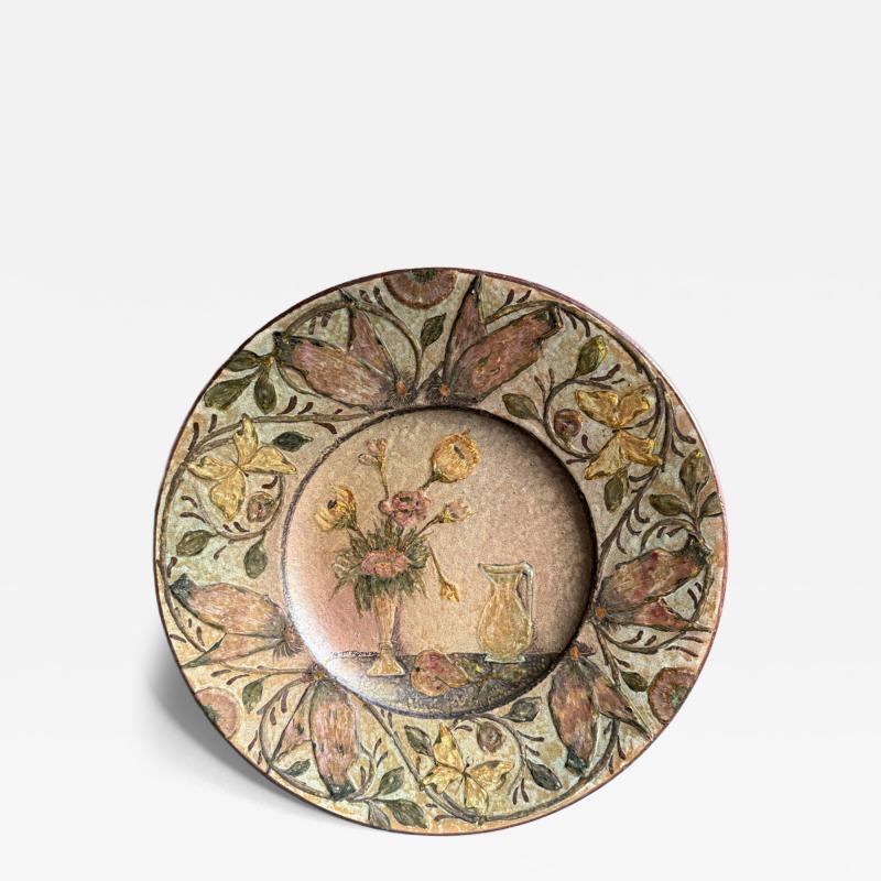 Handcrafted Vintage Decorative Plate Floral Still Life Design