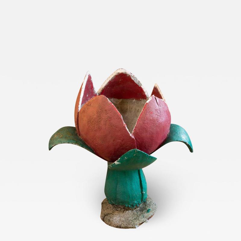 Handmade Belgian Tulip Painted Concrete Planter or Jardini re