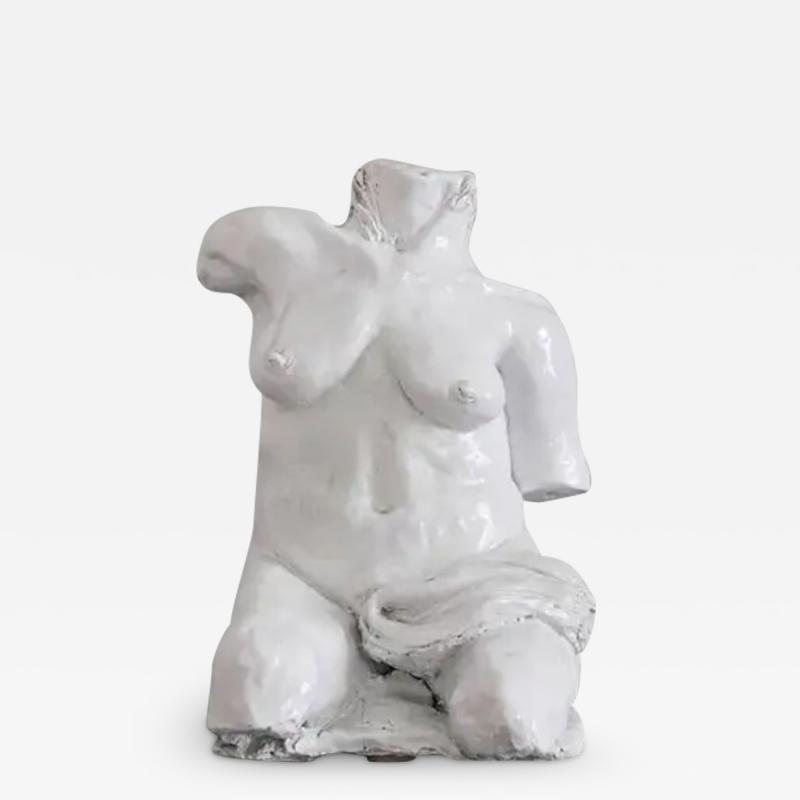 Handmade Glazed Ceramic Bust Sculpture 1970s