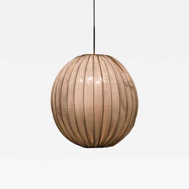 Hans Agne Jakobsson Ceiling Lamp in Brass and Fabric by Hans Agne Jakobsson 1950s