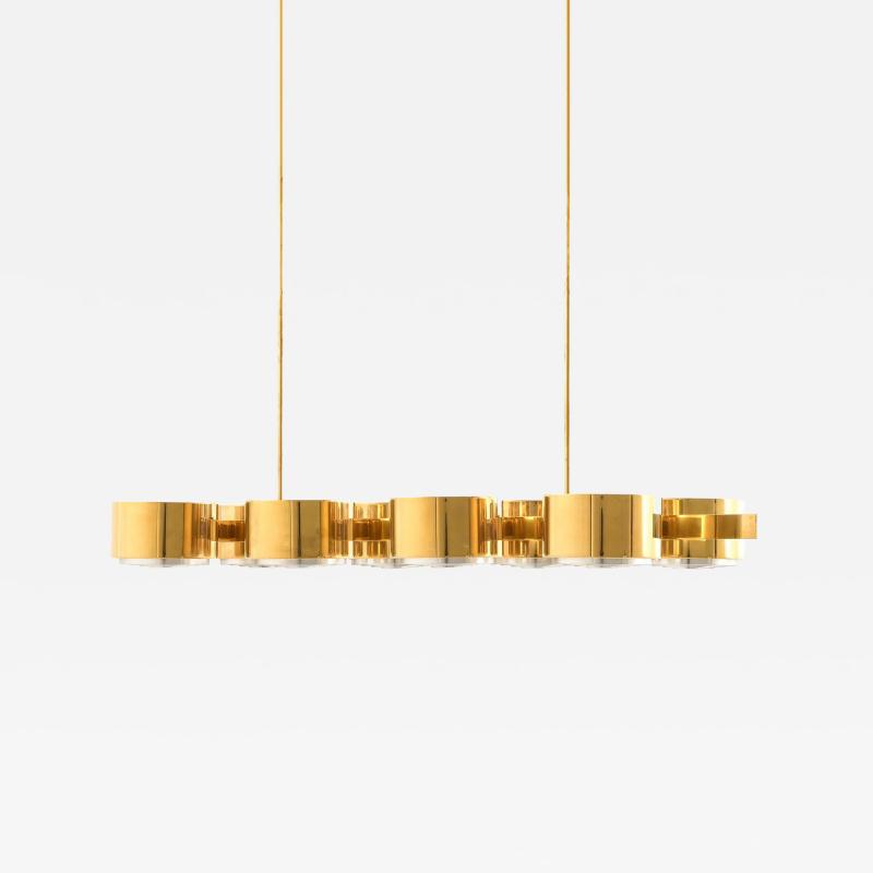 Hans Agne Jakobsson Ceiling Lamp in Brass and Plastic by Hans Agne Jakobsson 1950s