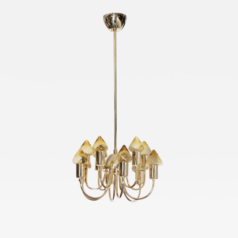 Hans Agne Jakobsson Hans Agne Jakobsson Brass Amber Glass Chandelier