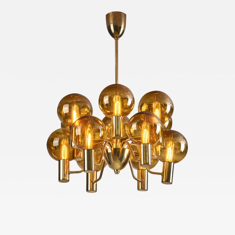 Hans Agne Jakobsson Hans Agne Jakobsson Brass Chandelier Patricia for Markaryd Sweden 1960s