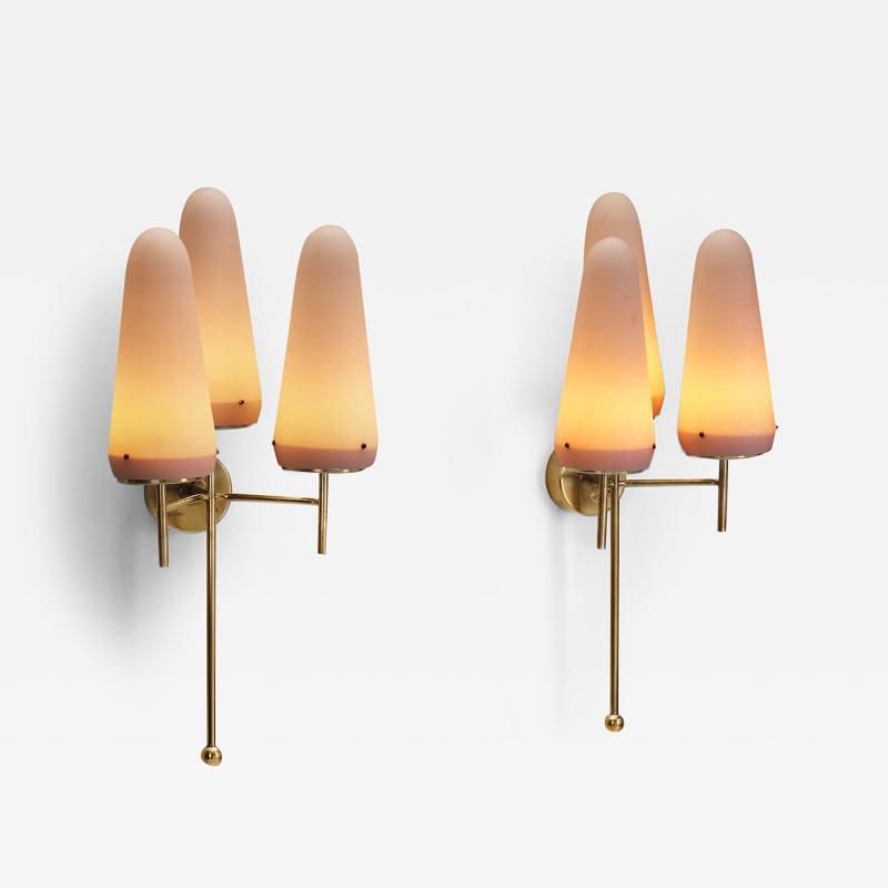 Hans Agne Jakobsson Hans Agne Jakobsson Brass and Glass Wall Sconces for AB Markaryd Sweden 1950s