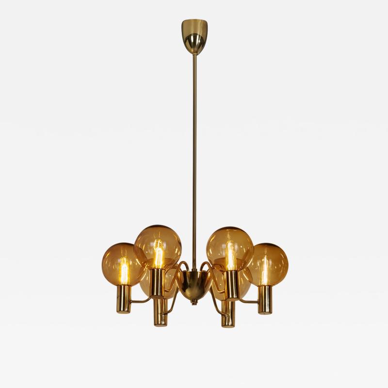 Hans Agne Jakobsson Hans Agne Jakobsson Patricia T372 6 Glass Chandelier Sweden 1960s