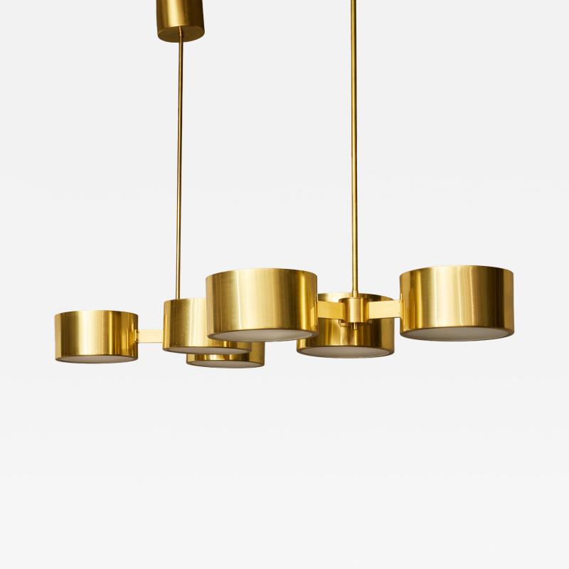 Hans Agne Jakobsson Hans Agne Jakobsson Three Arm Brass Chandeliers for AB Markaryd Sweden