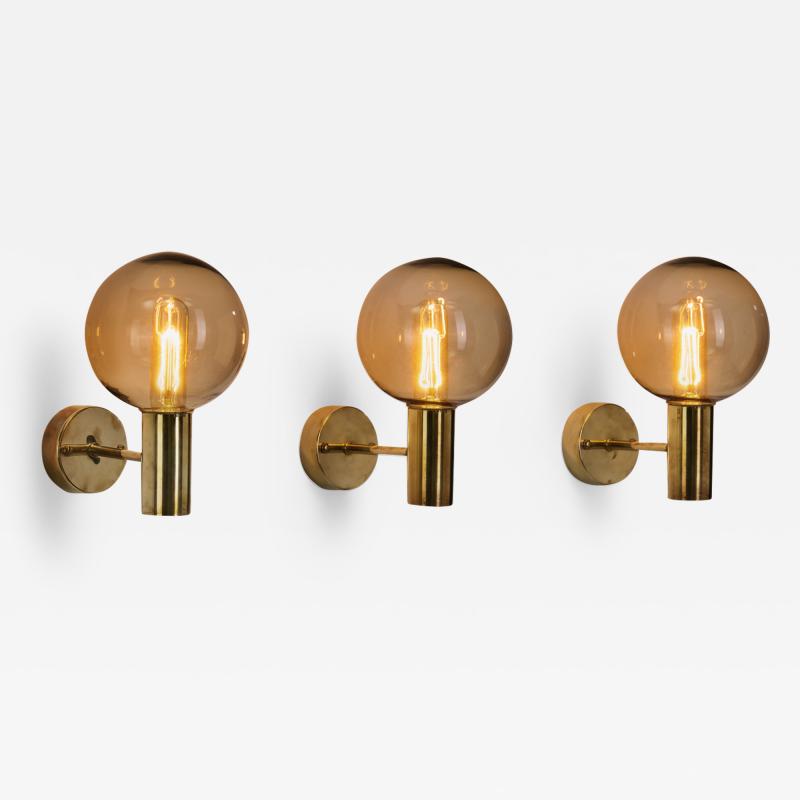 Hans Agne Jakobsson Hans Agne Jakobsson V 149 Set of 3 Wall Sconces for AB Markaryd Sweden 1960s