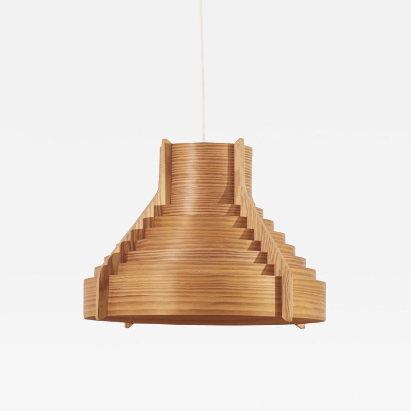 Hans Agne Jakobsson Huge Wooden Pendant Lamp by Hans Agne Jakobsson for AB Ellysett Markaryd Sweden