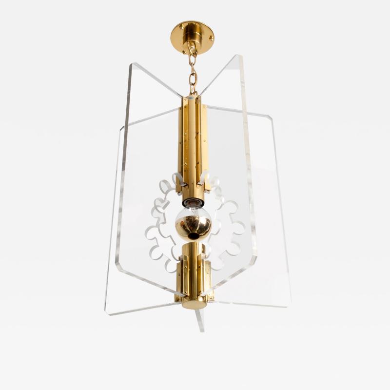 Hans Agne Jakobsson LUCITE AND BRASS LANTERN PENDANT BY HANS AGNE JAKOBSSON FOR MARKARYD