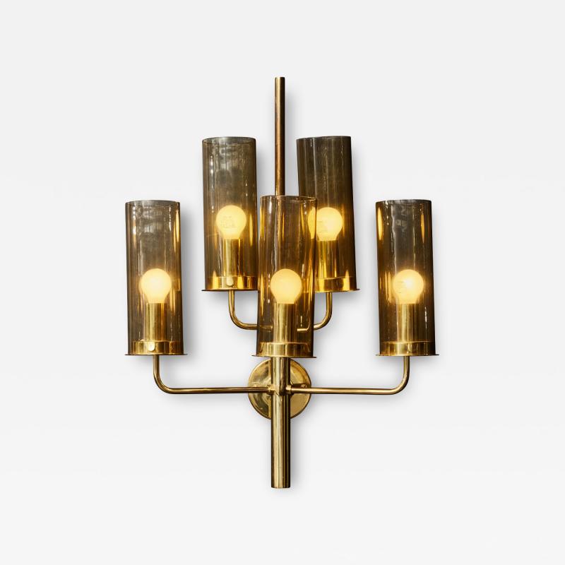 Hans Agne Jakobsson Pair of 169 5 Brass and Glass Wall sconces by Hans Agne Jakobsson
