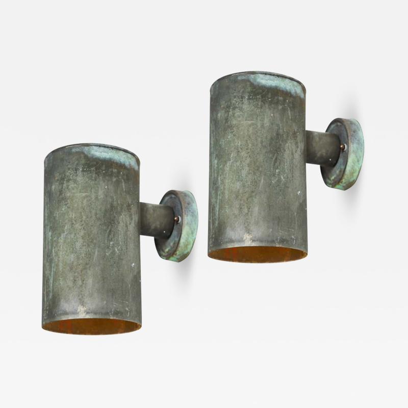 Hans Agne Jakobsson Pair of 1950s Hans Agne Jakobsson Cylindrical Outdoor Sconces
