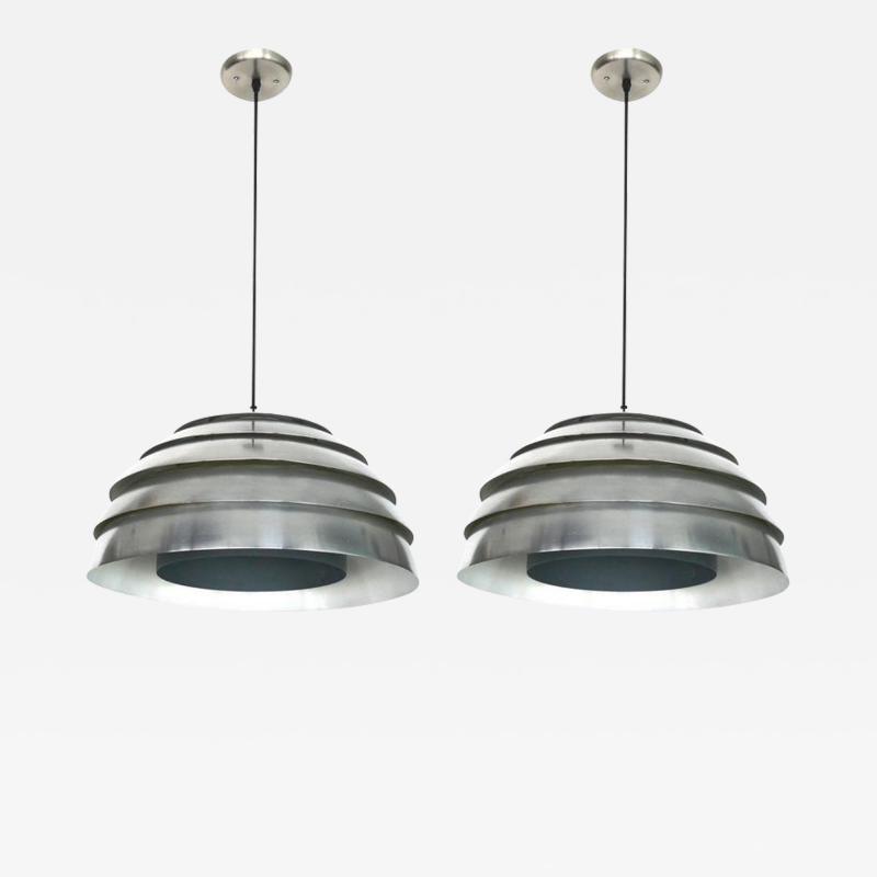 Hans Agne Jakobsson Pair of Aluminum Beehive Pendants by Hans Agne Jakobsson