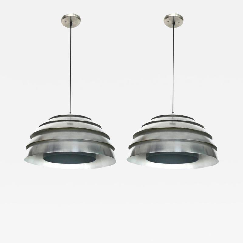 Hans Agne Jakobsson Pair of Aluminum Beehive Pendants by Hans Agne Jakobsson