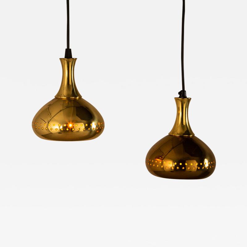 Hans Agne Jakobsson Pair of Brass Pendants by Hans Agne Jakobsson Sweden 1950s