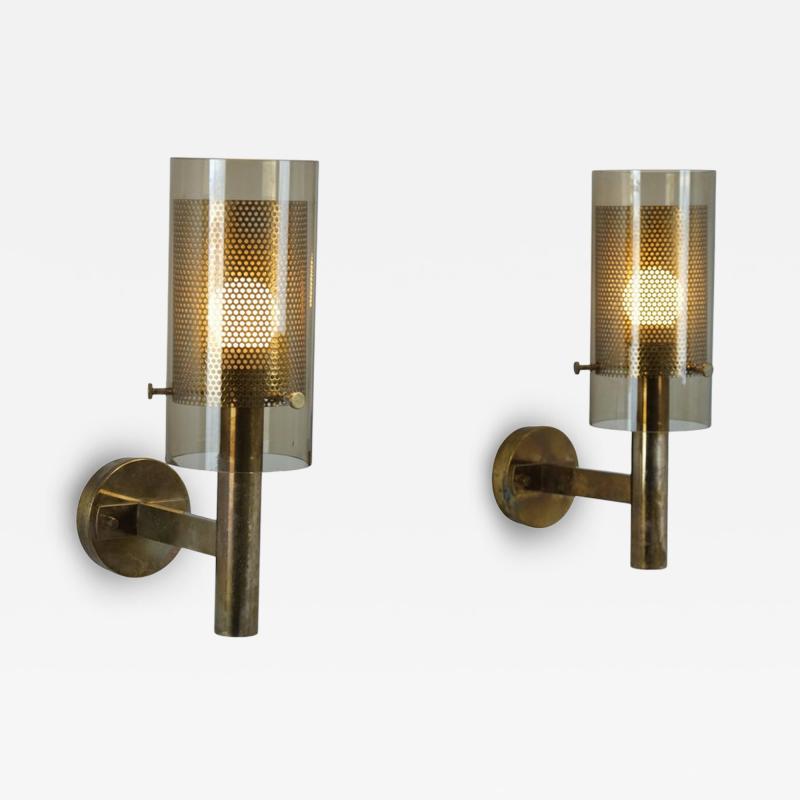 Hans Agne Jakobsson Pair of Hans Agne Jakobsson Scones Model V147 in Glass Brass 1960s