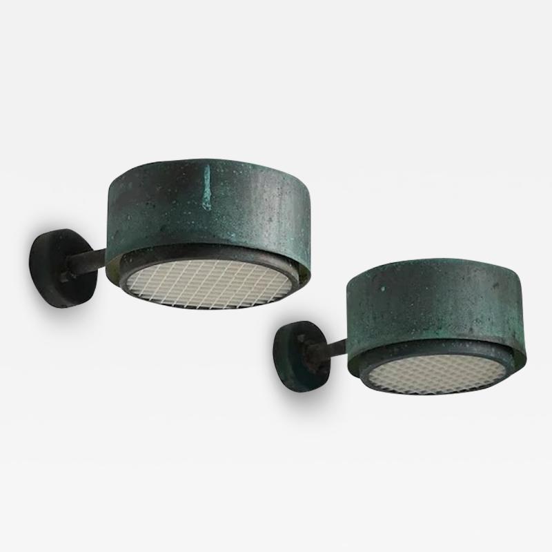 Hans Agne Jakobsson Pair of Swedish Outdoor Wall Lamps in Copper by Hans Agne Jakobsson