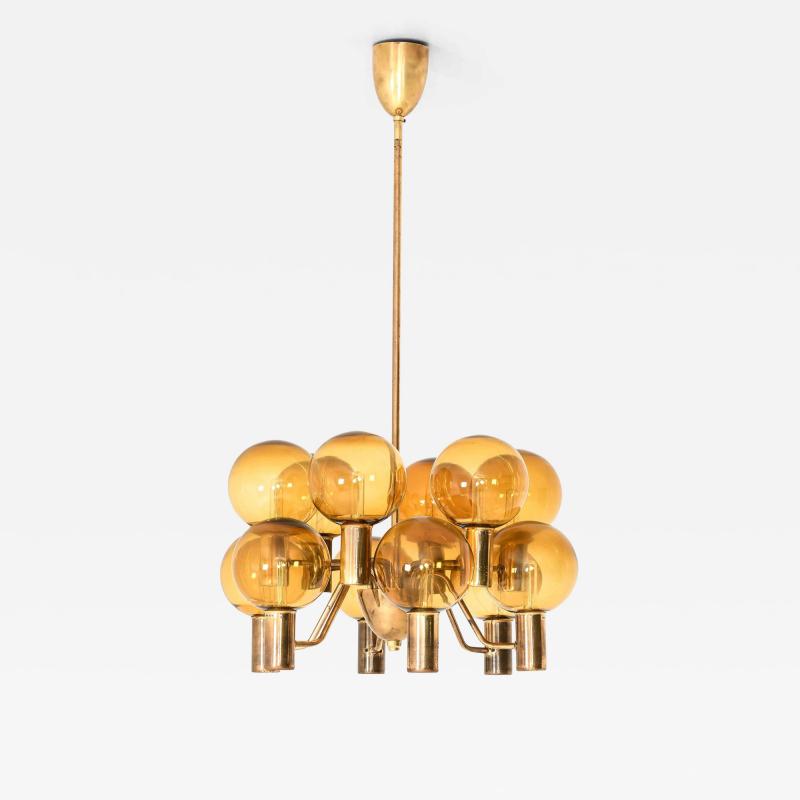 Hans Agne Jakobsson Scandinavian Modern Ceiling Lamp in Brass Glass by Hans Agne Jakobsson 1960s
