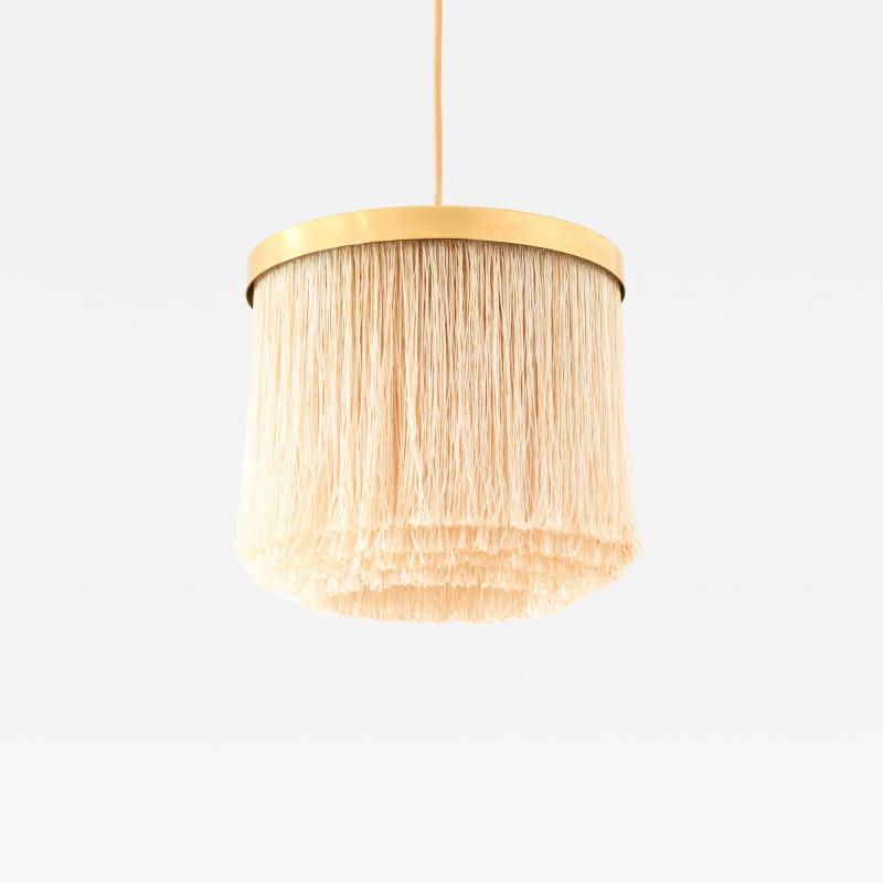 Hans Agne Jakobsson Scandinavian Modern Ceiling Lamp in Brass and Silk By Hans Agne Jakobsson 1965