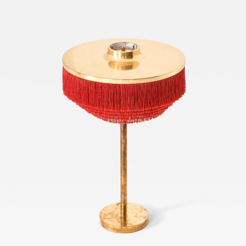 Hans Agne Jakobsson Scandinavian Modern Table Lamp in Brass and Silk by Hans Agne Jakobsson 1950s