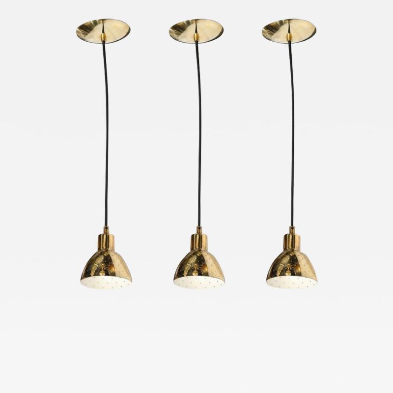 Hans Agne Jakobsson Set of 3 Mid Century Polished Brass Pendant Chandeliers by Hans Agne Jakobsson