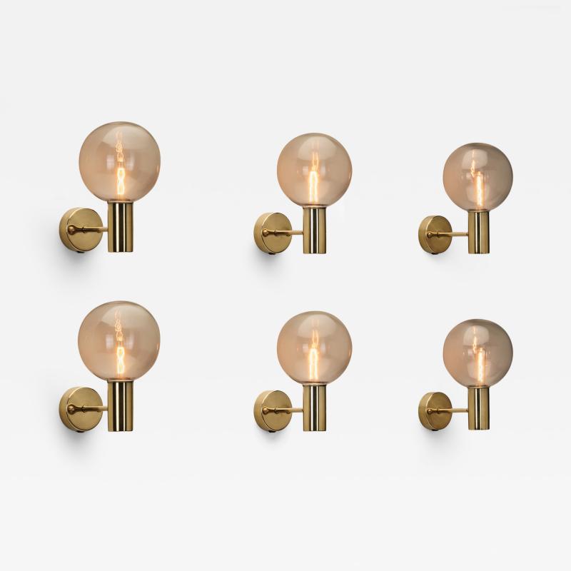 Hans Agne Jakobsson Set of Six Hans Agne Jakobsson V 149 Wall Sconces Sweden 1960s