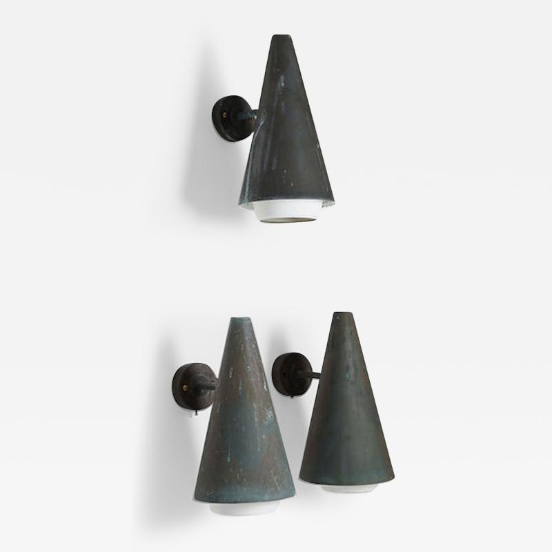 Hans Agne Jakobsson Swedish Outdoor Wall Lamps in Copper by Hans Agne Jakobsson